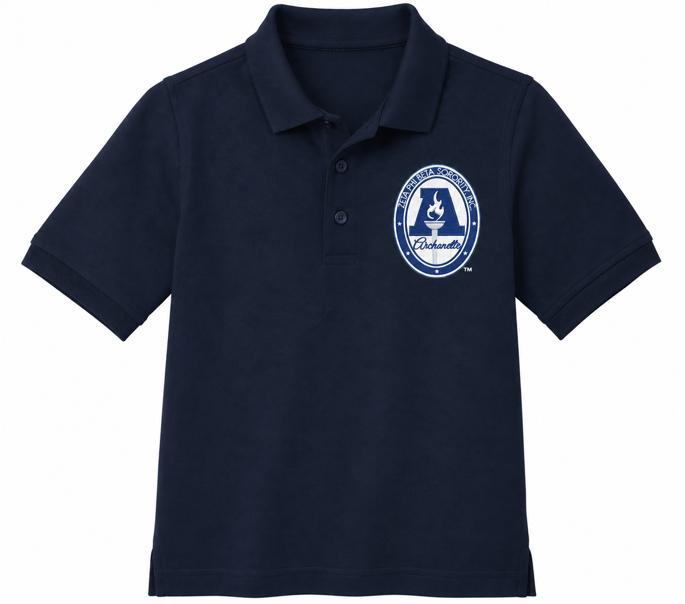 Zeta Phi Beta Archonette Youth Embroidered Polo – Navy Blue