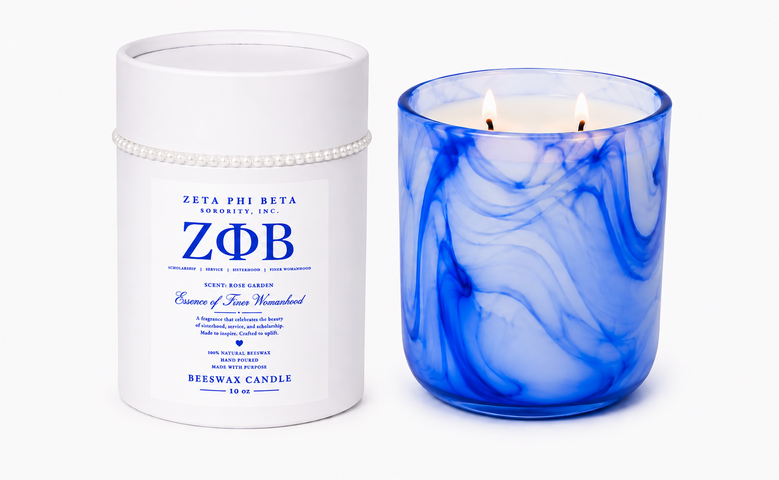 Zeta Phi Beta 100% Beeswax Candle | Rose Garden 10 oz