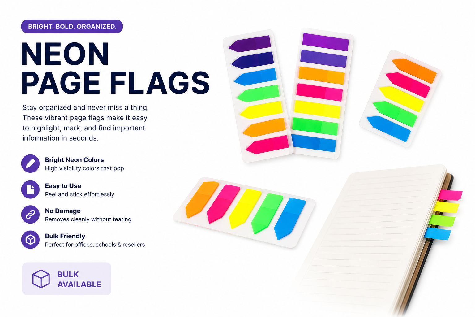 Neon Page Flags – Bright, Easy & Bulk Friendly