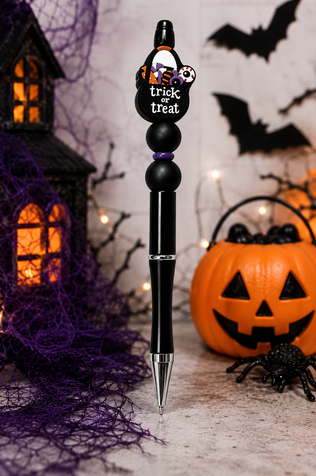 Trick or Treat Halloween Beaded Ink Pen