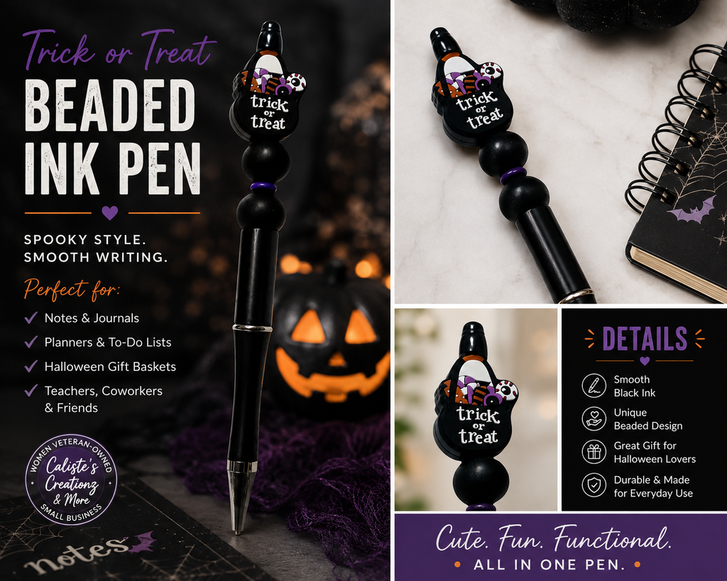 Trick or Treat Halloween Beaded Ink Pen