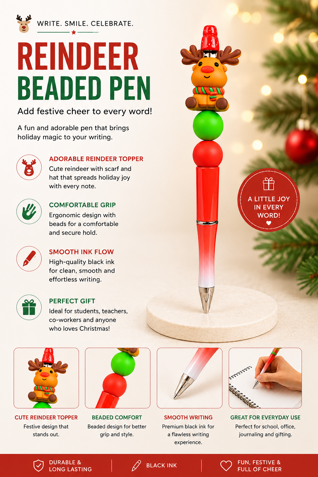 Jolly Reindeer Ink Pen
